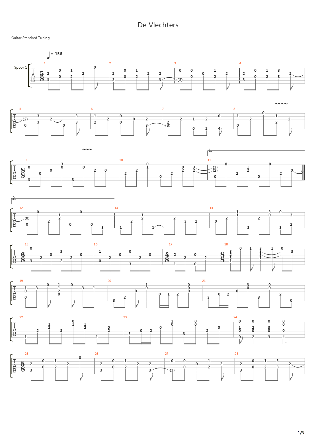 De Vlechters吉他谱