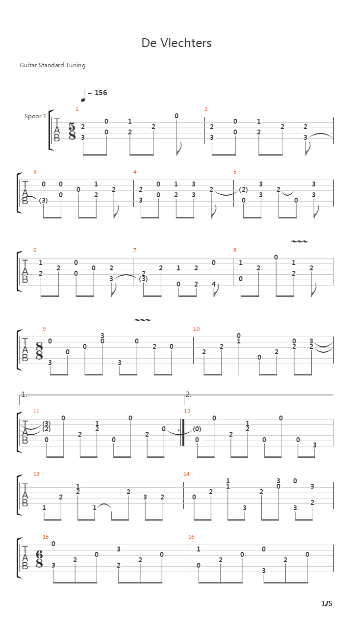 De Vlechters吉他谱