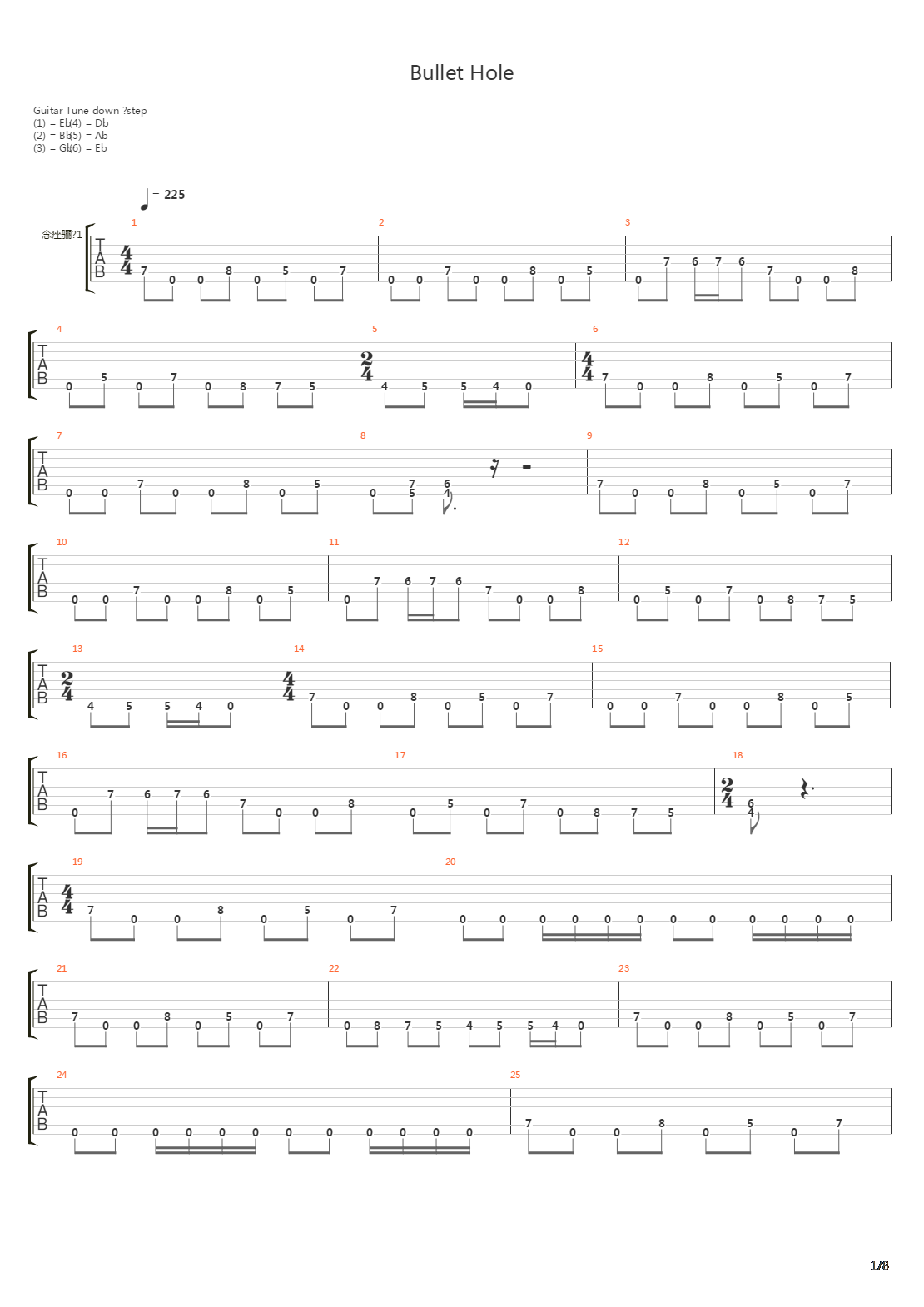 Bullet Hole吉他谱