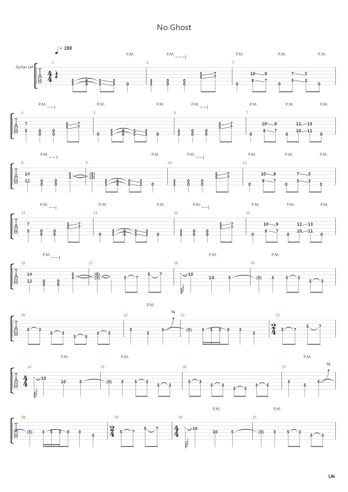 No Ghost吉他谱