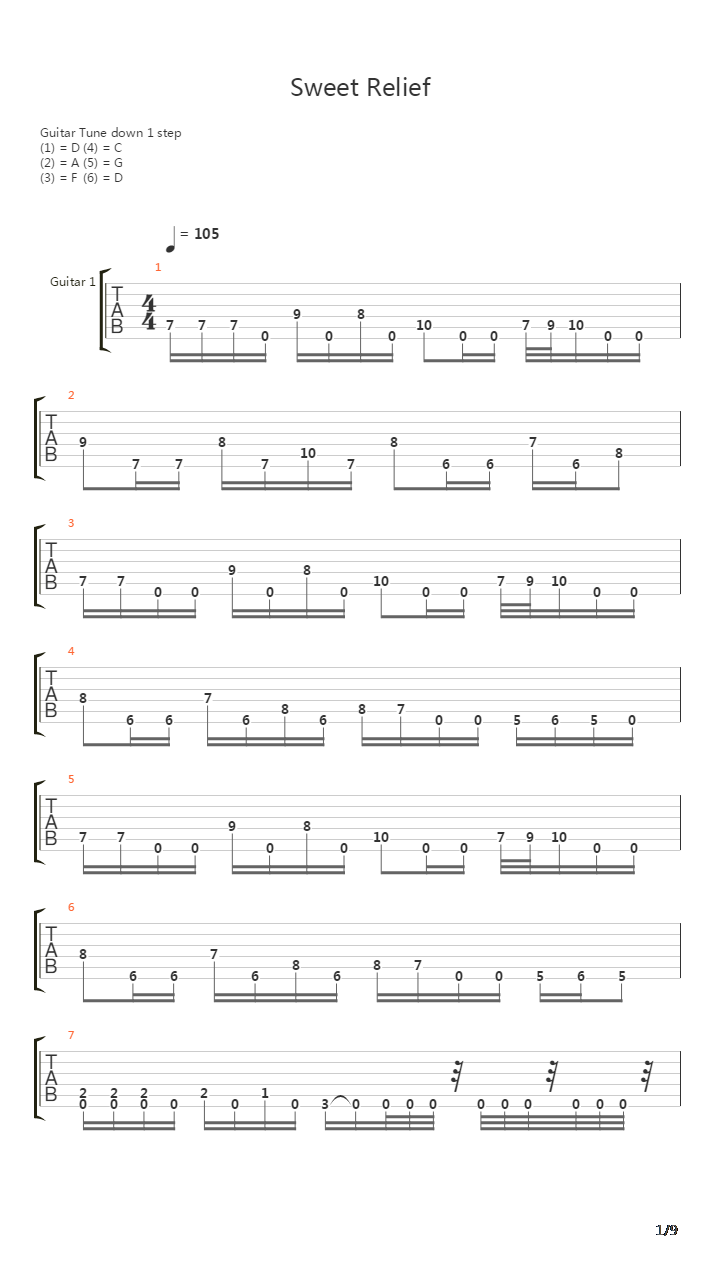 Sweet Relief吉他谱