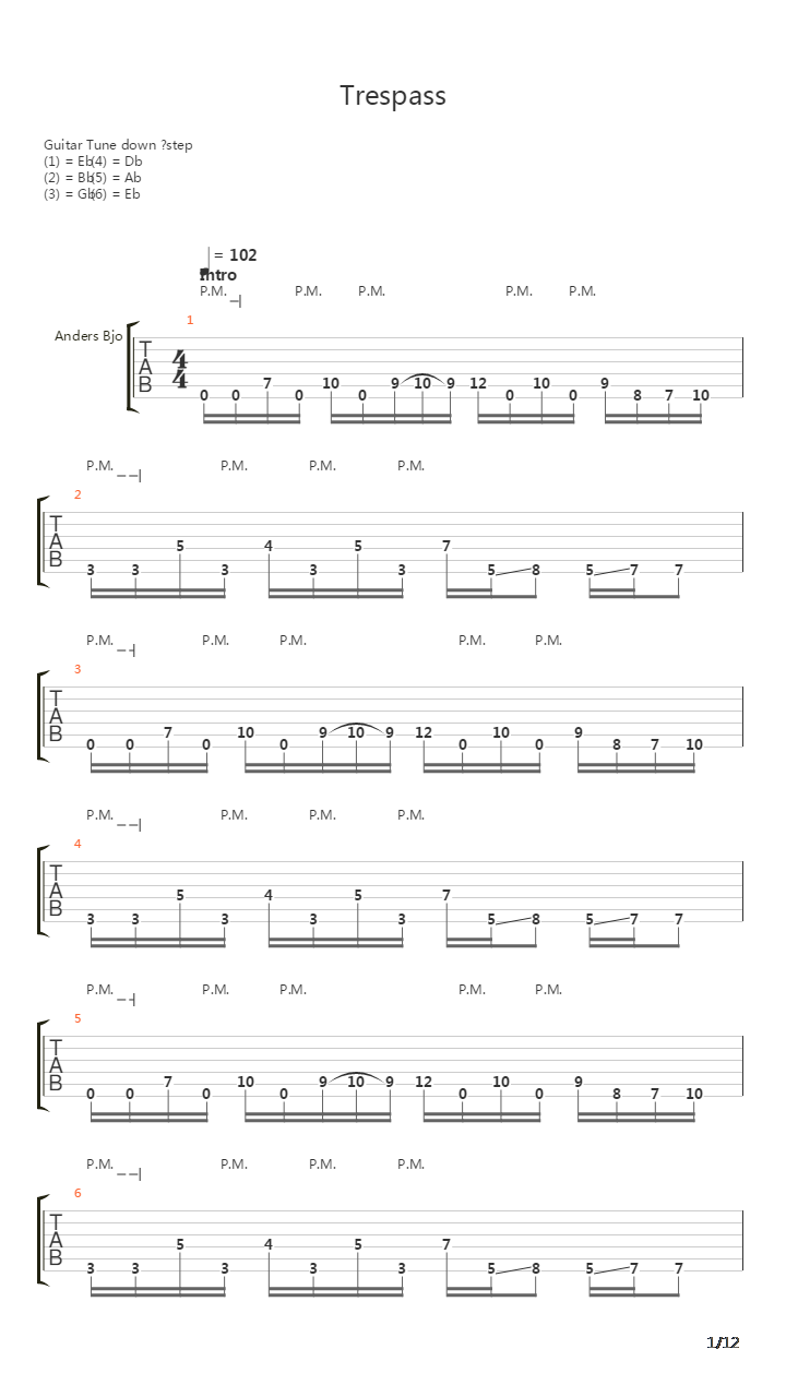 Trespass吉他谱