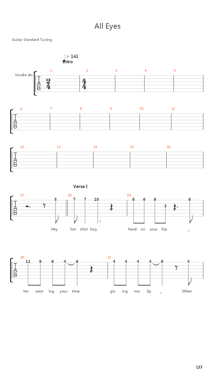 All Eyes吉他谱