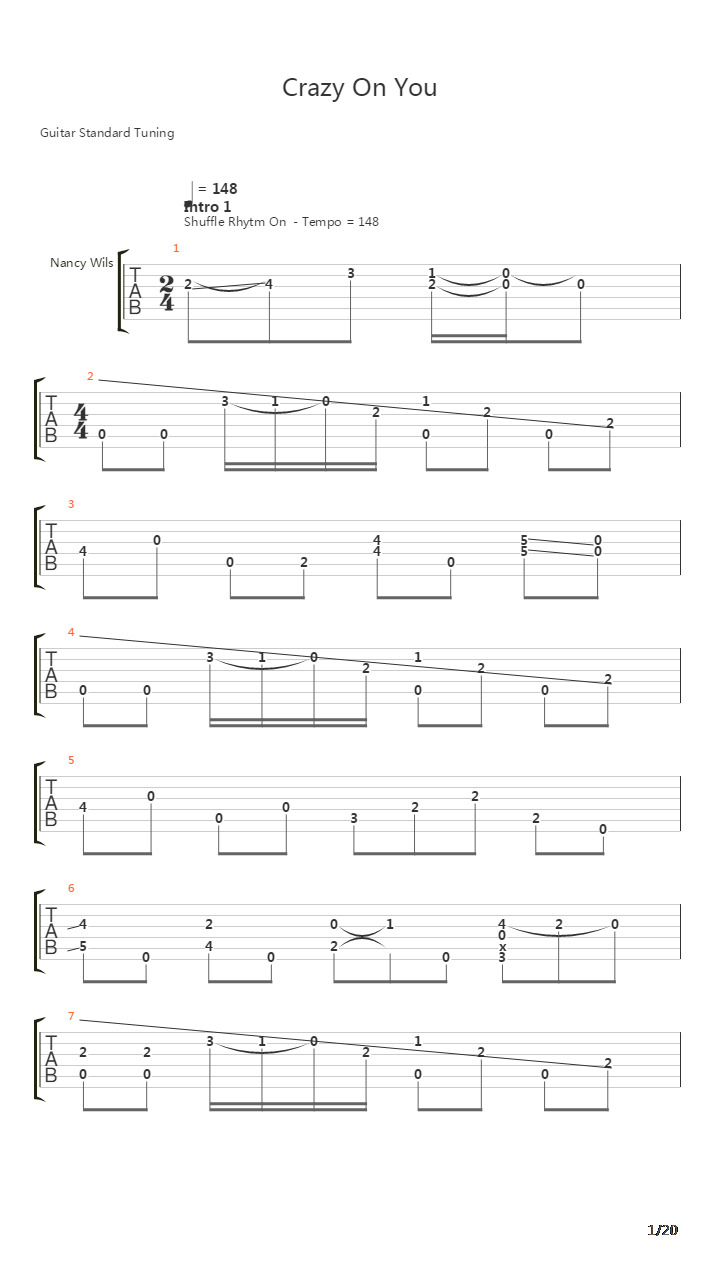Crazy On You吉他谱