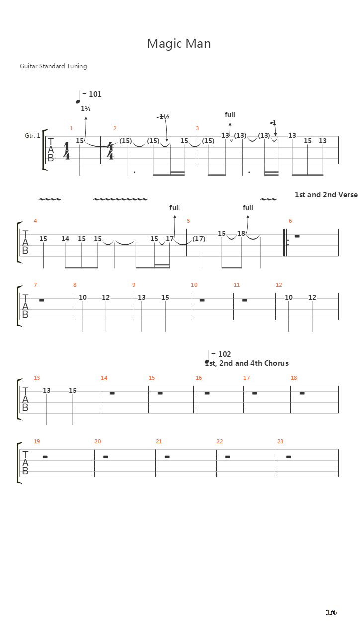 Magic Man吉他谱