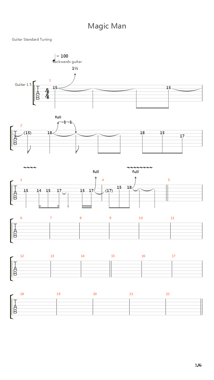 Magic Man吉他谱