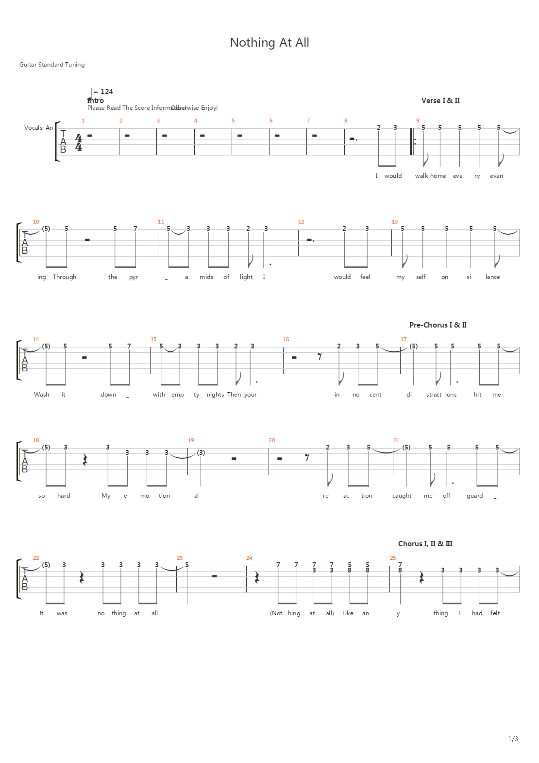 Nothing At All吉他谱