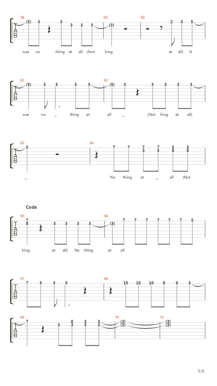 Nothing At All吉他谱