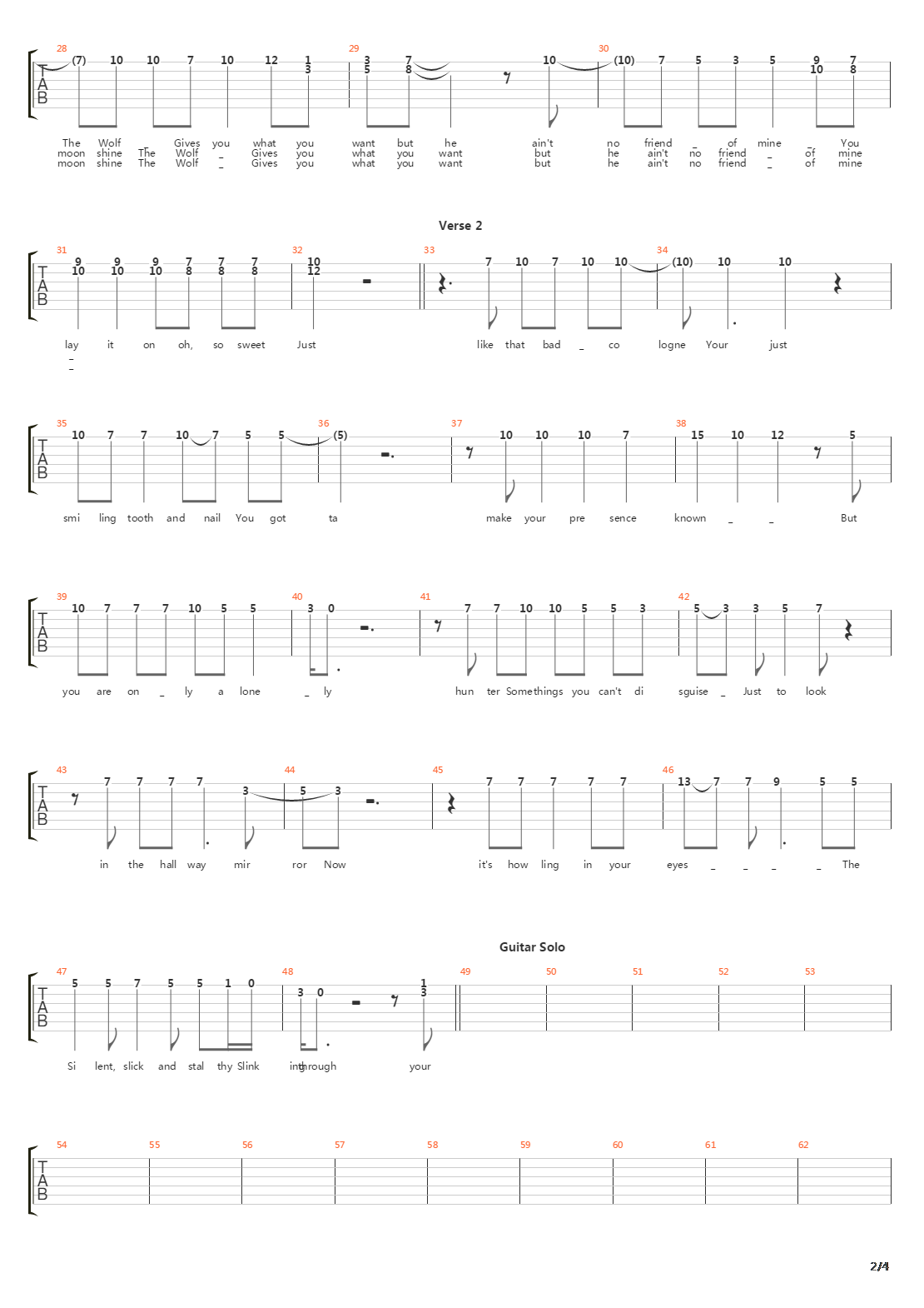The Wolf吉他谱
