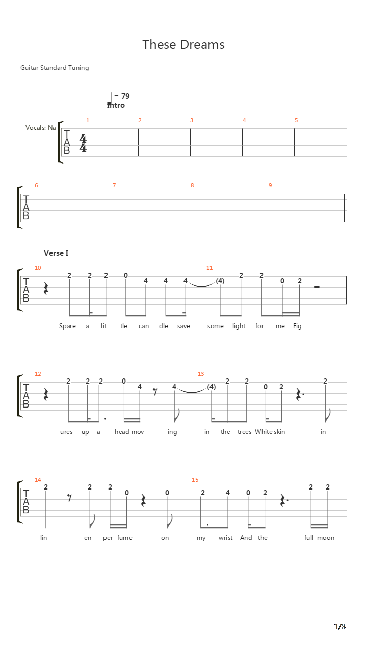 These Dreams吉他谱