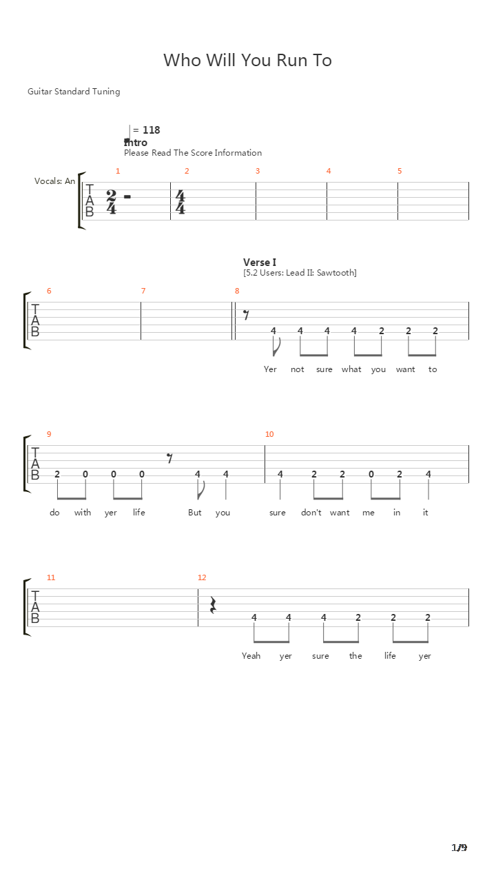 Who Will You Run To吉他谱