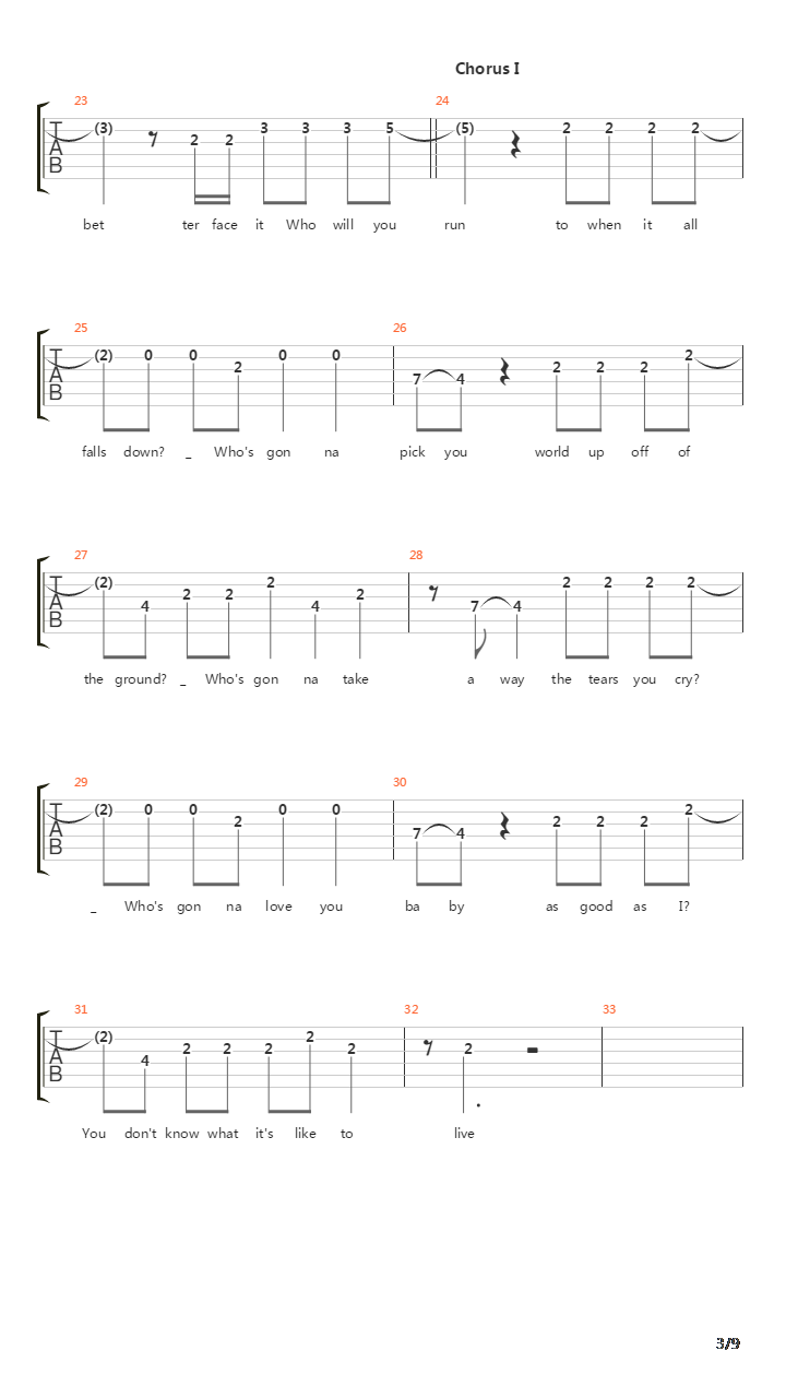 Who Will You Run To吉他谱