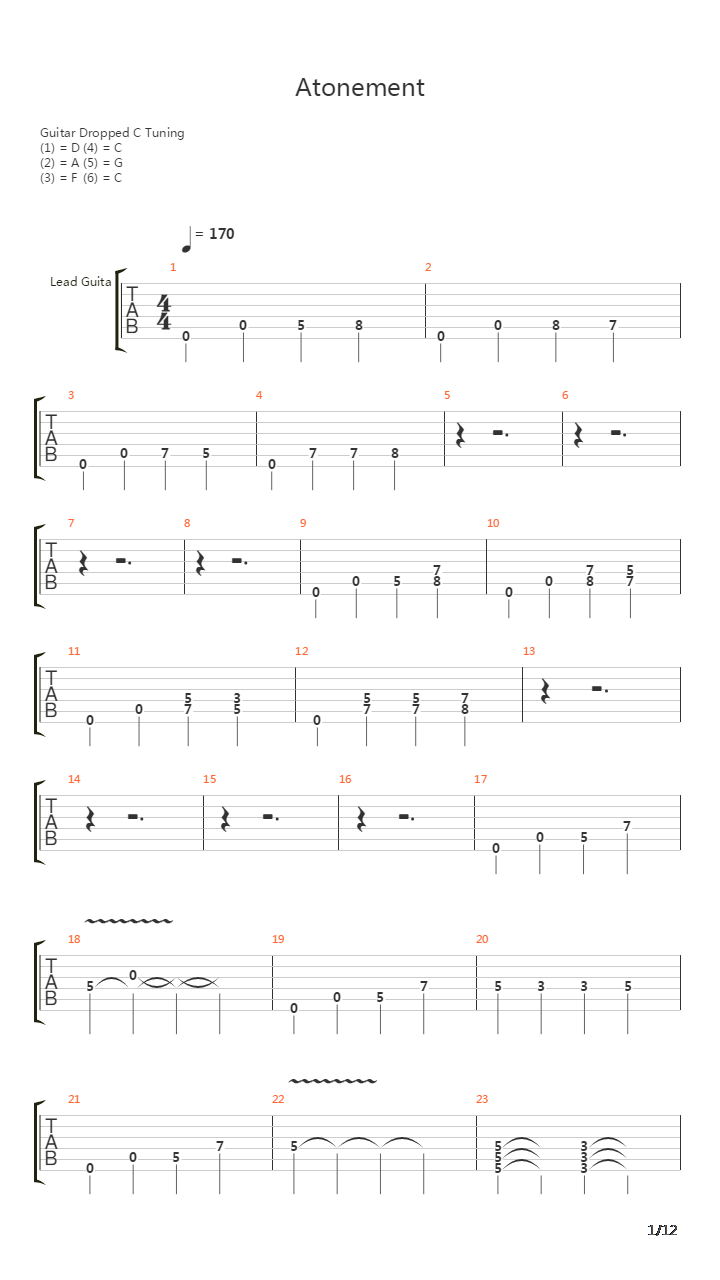 Atonement吉他谱