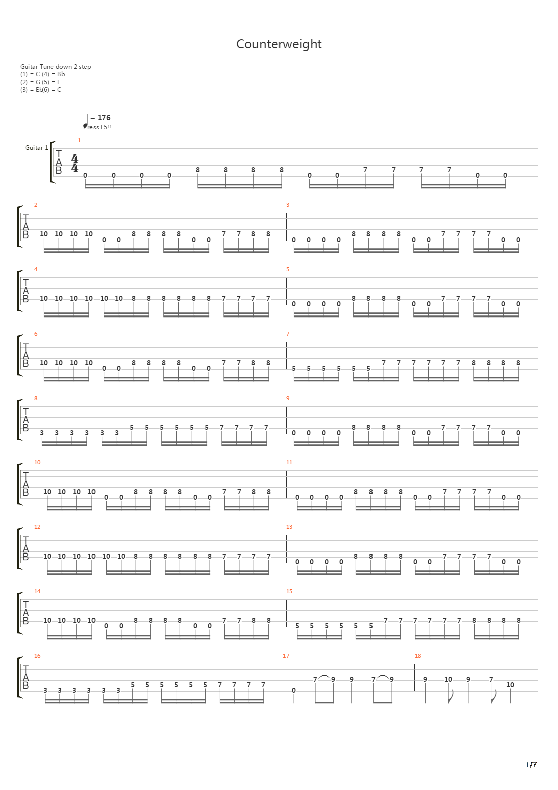 Counterweight吉他谱