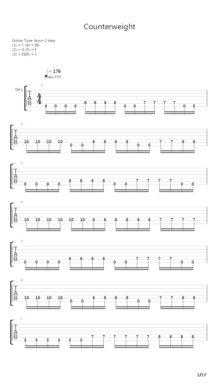 Counterweight吉他谱