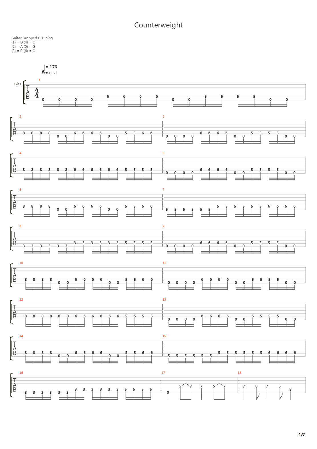 Counterweight吉他谱