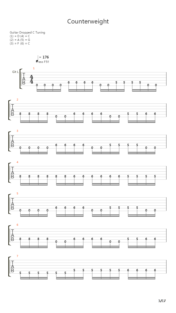 Counterweight吉他谱