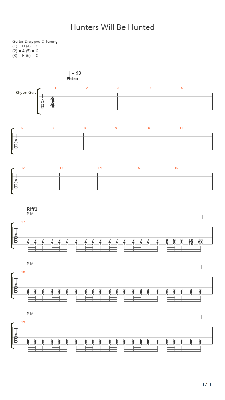 Hunters Will Be Hunted吉他谱