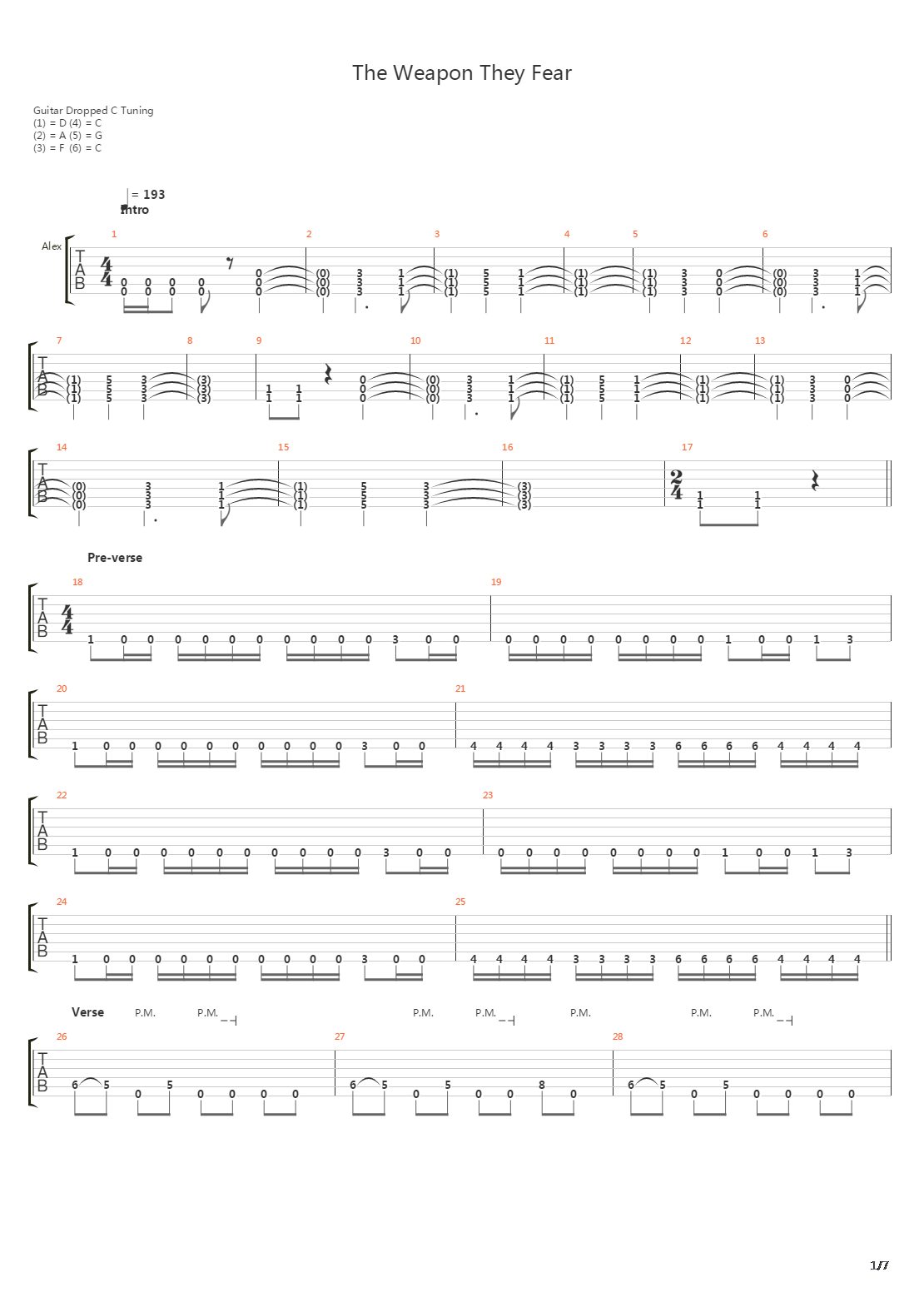 Weapon They Fear吉他谱