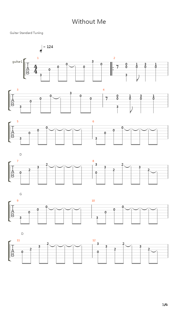 Without Me吉他谱