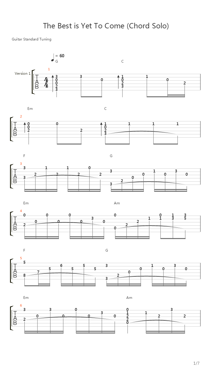 The Best is Yet to Come吉他谱