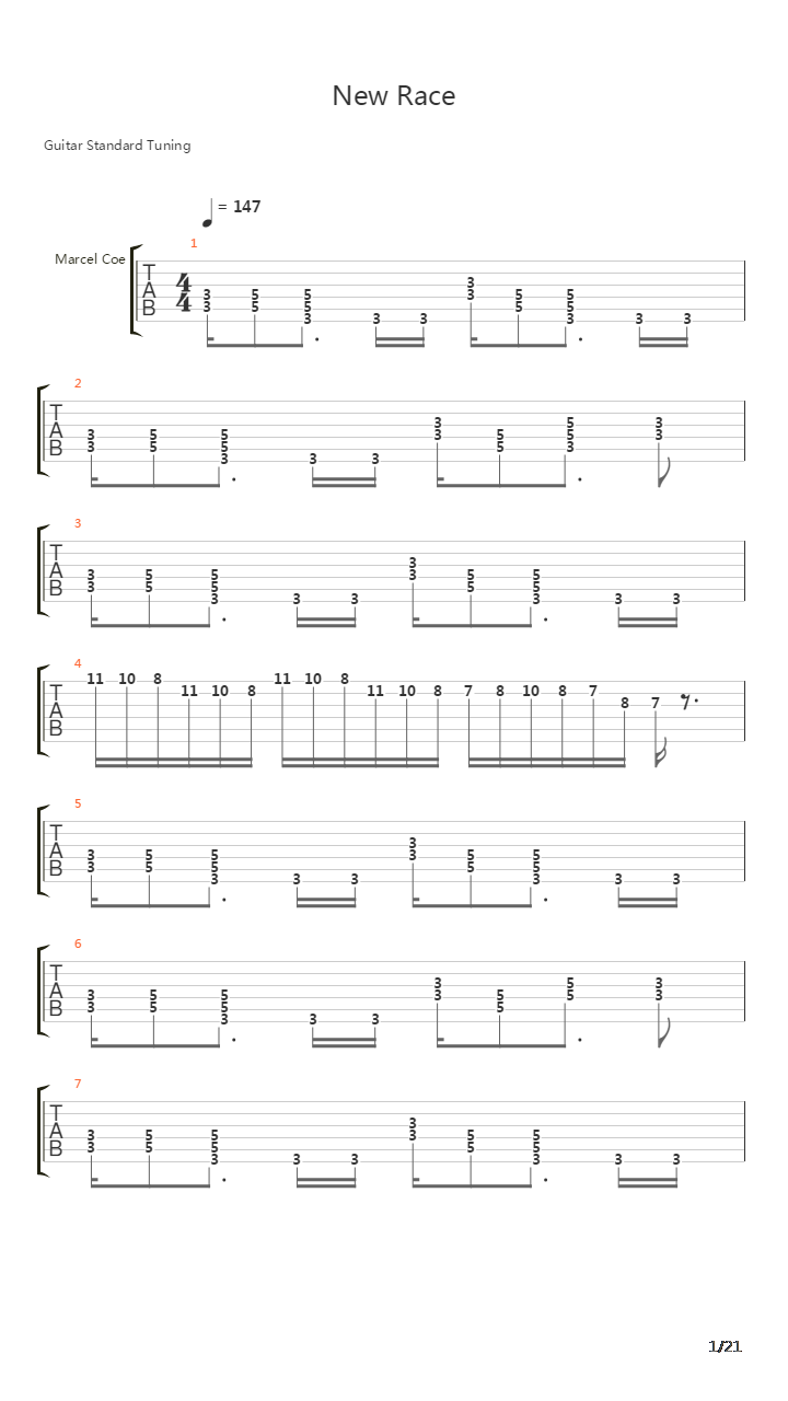 New Race吉他谱