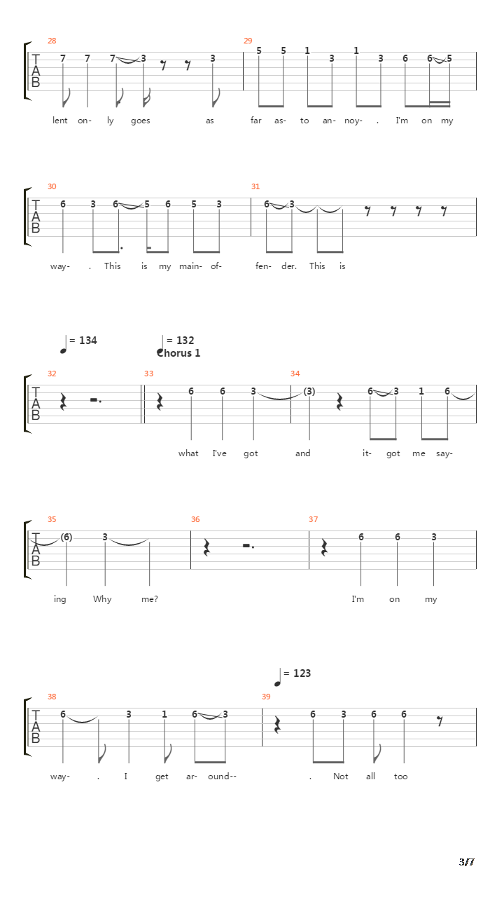 Main Offender吉他谱