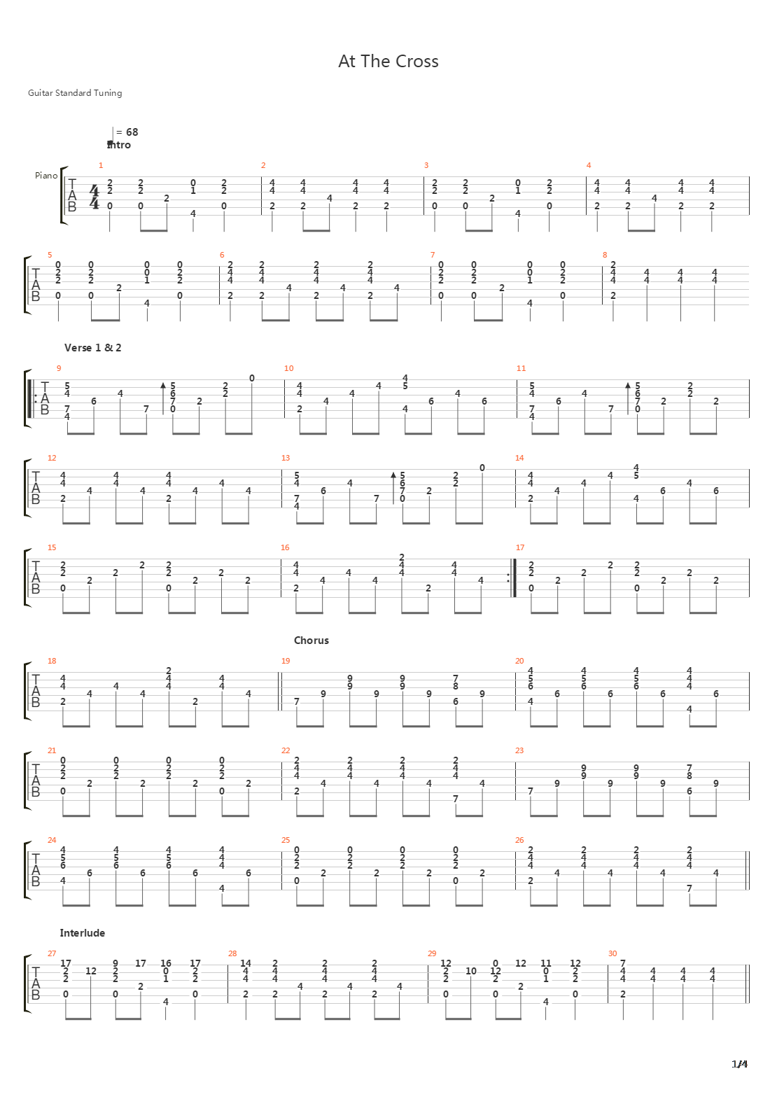 At The Cross吉他谱