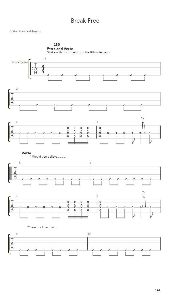 Break Free吉他谱