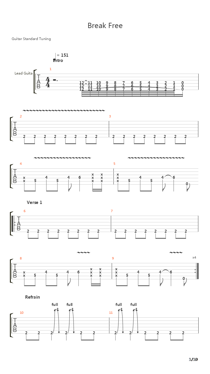 Break Free吉他谱