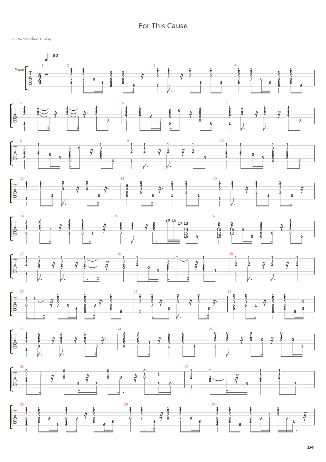 For This Cause吉他谱