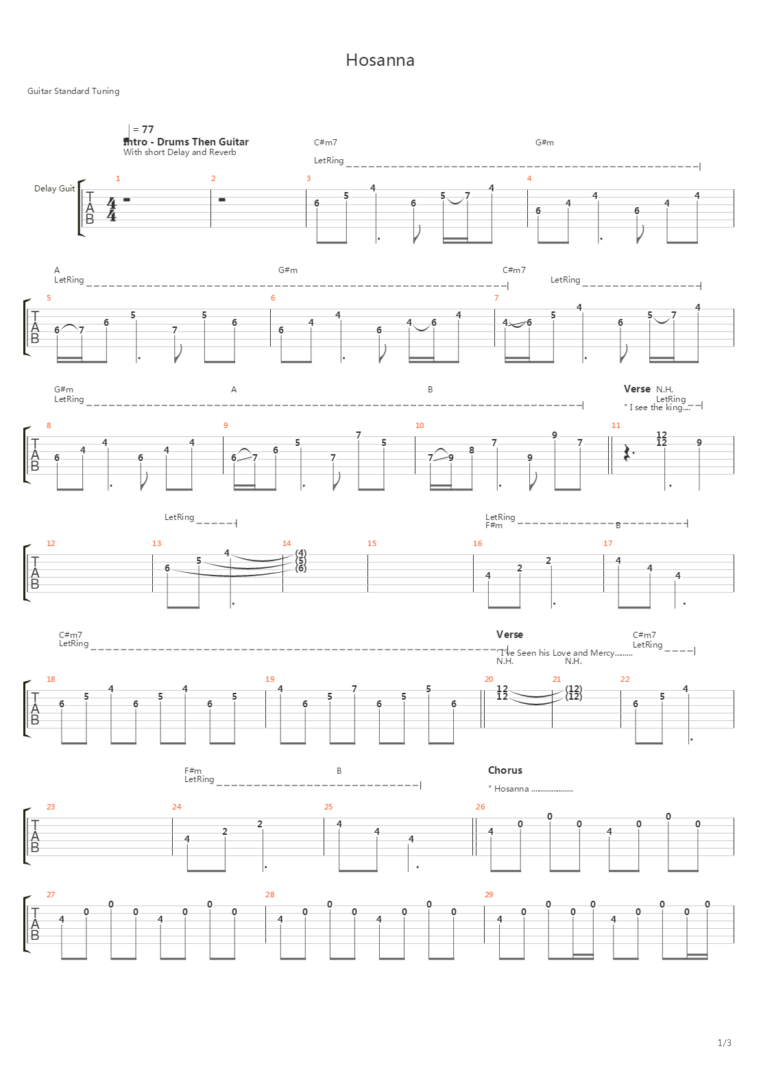 Hosanna吉他谱