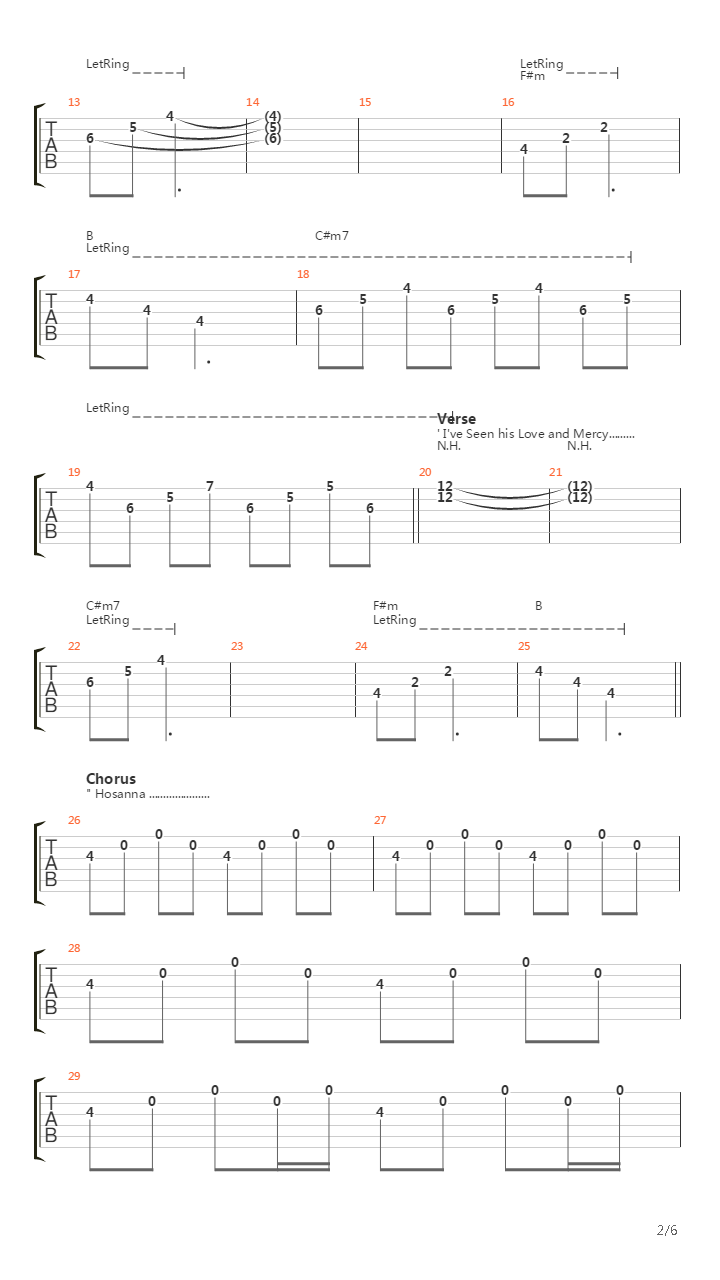 Hosanna吉他谱