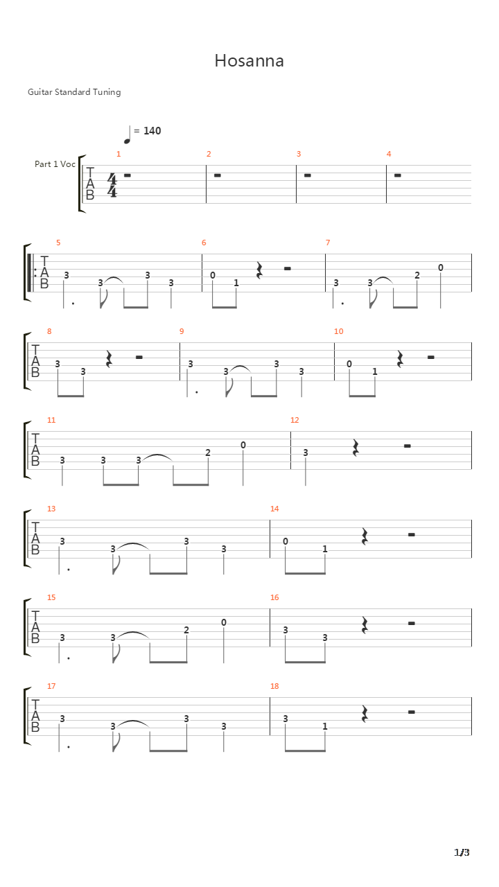 Hosanna吉他谱