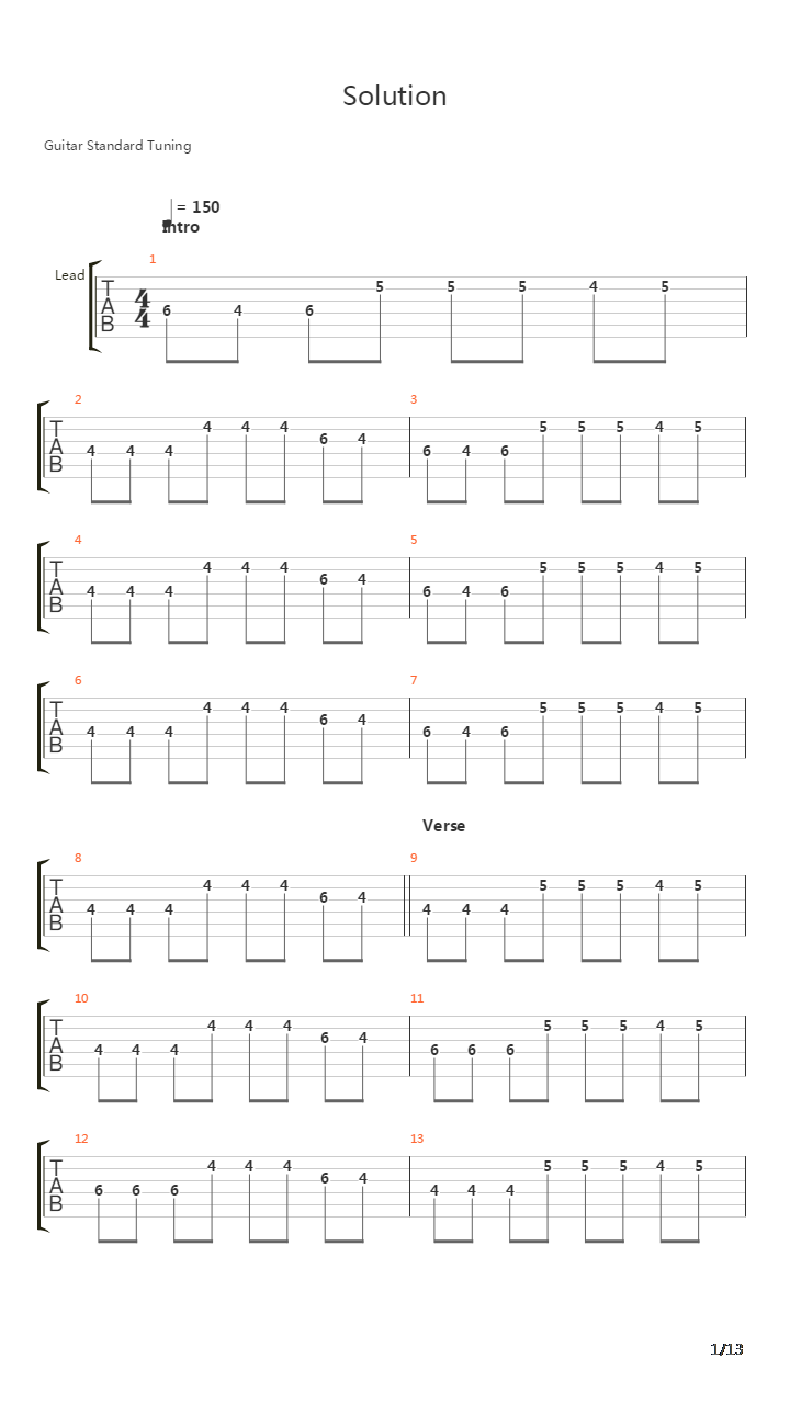 Solution吉他谱