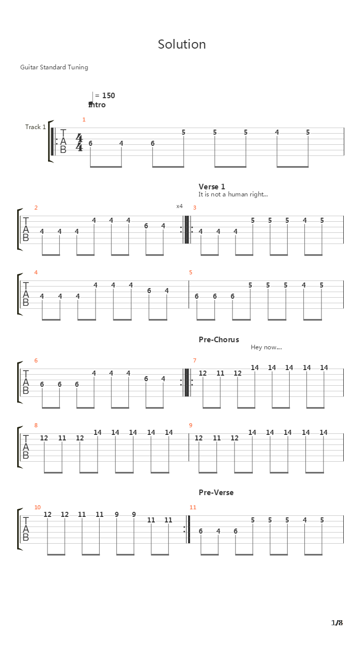 Solution吉他谱