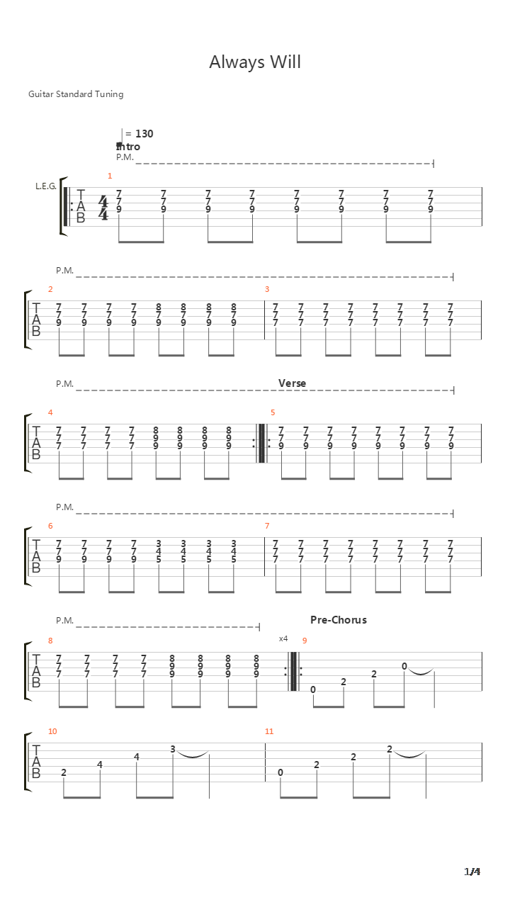 Always Will吉他谱
