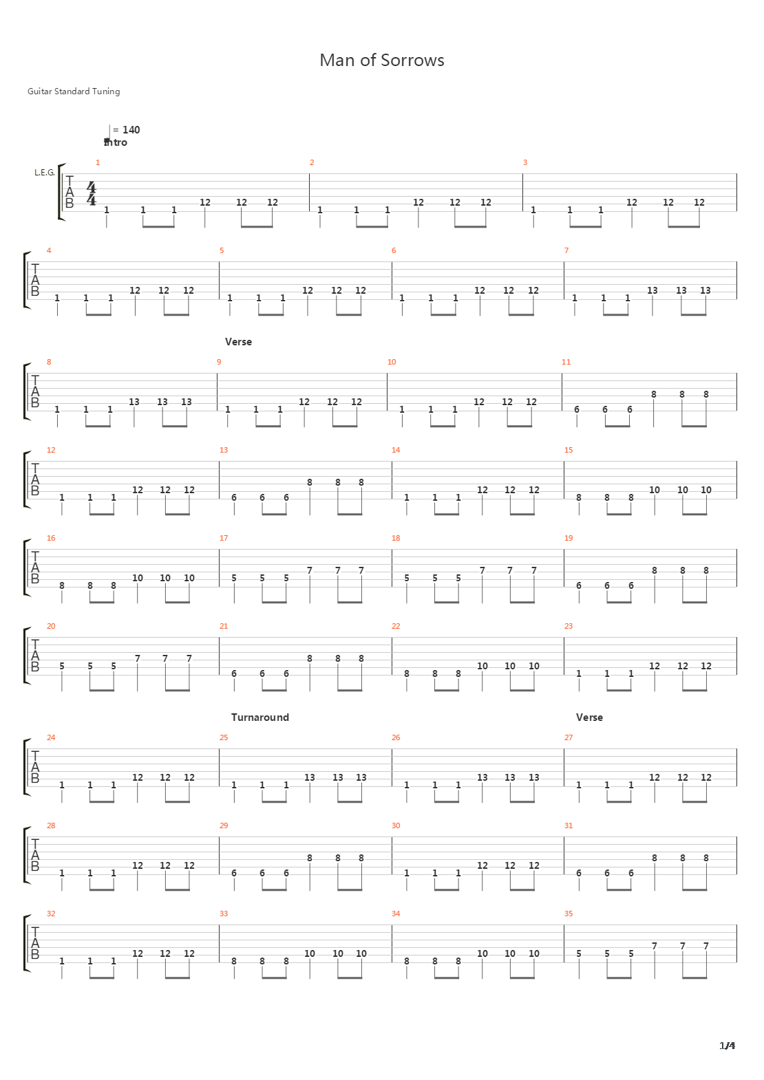 Man Of Sorrows吉他谱