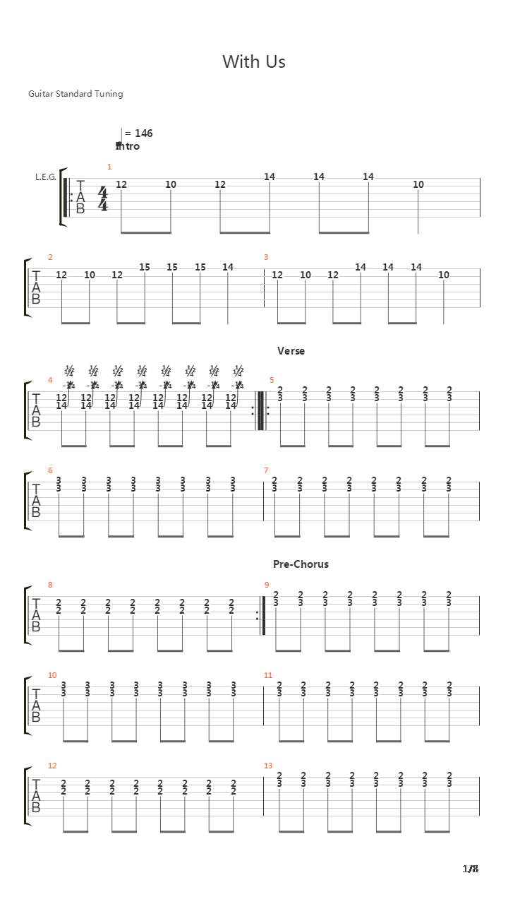 With Us吉他谱