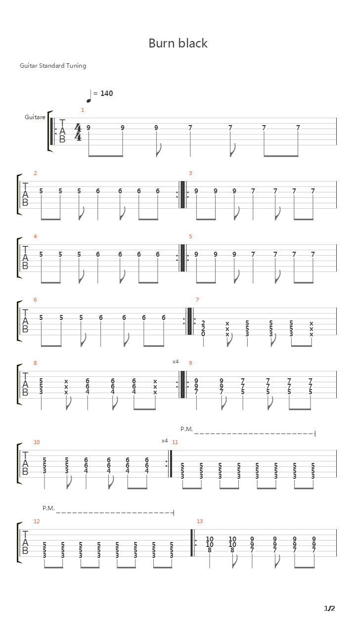 Burn Black吉他谱