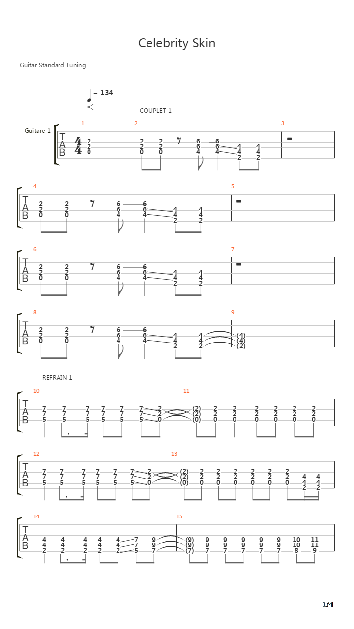 Celebrity Skin吉他谱
