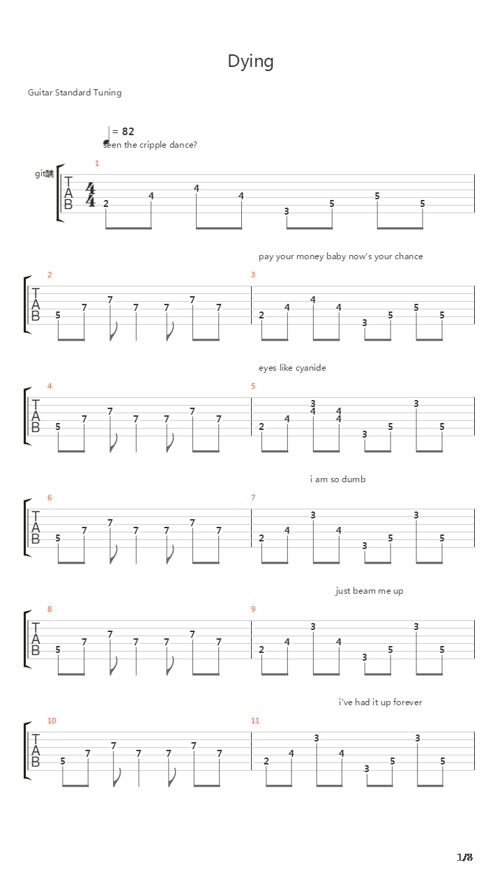 Dying吉他谱