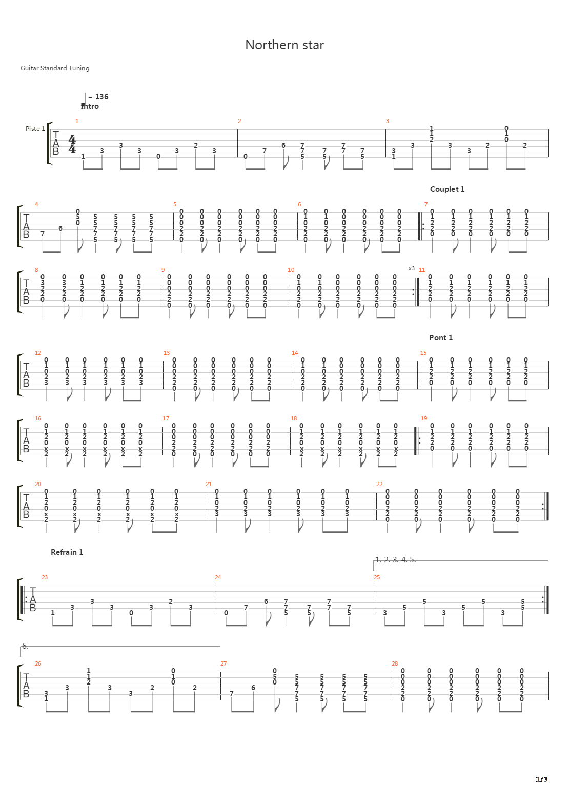 Northern Star吉他谱