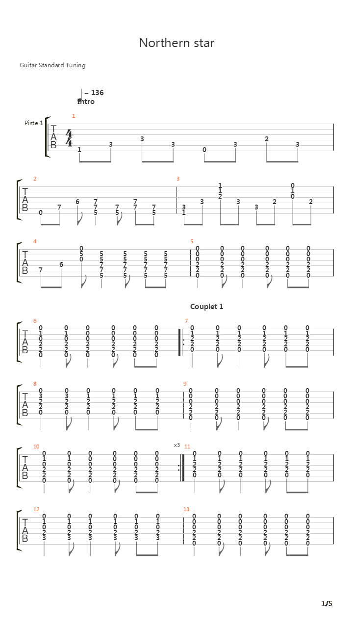 Northern Star吉他谱