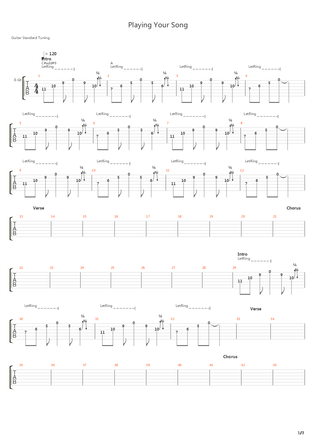 Playing Your Song吉他谱