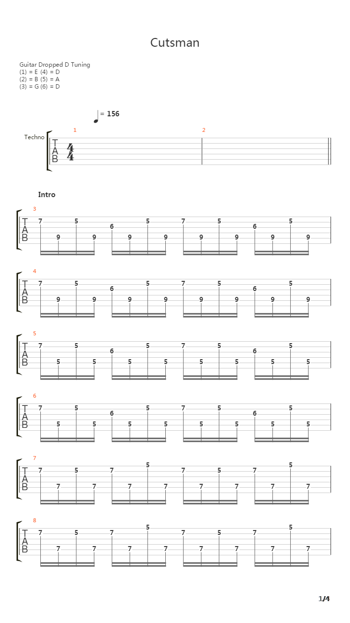 Cutsman吉他谱