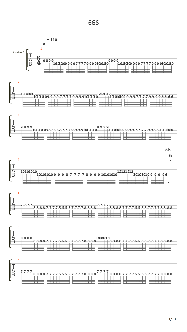 666吉他谱