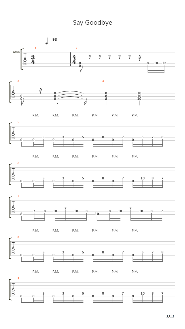Say Goodbye吉他谱