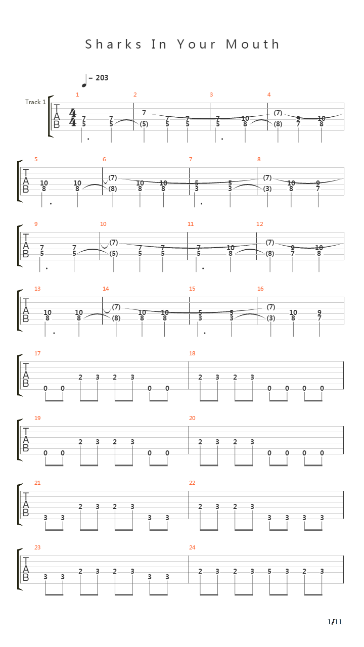 Sharks In Your Mouth吉他谱