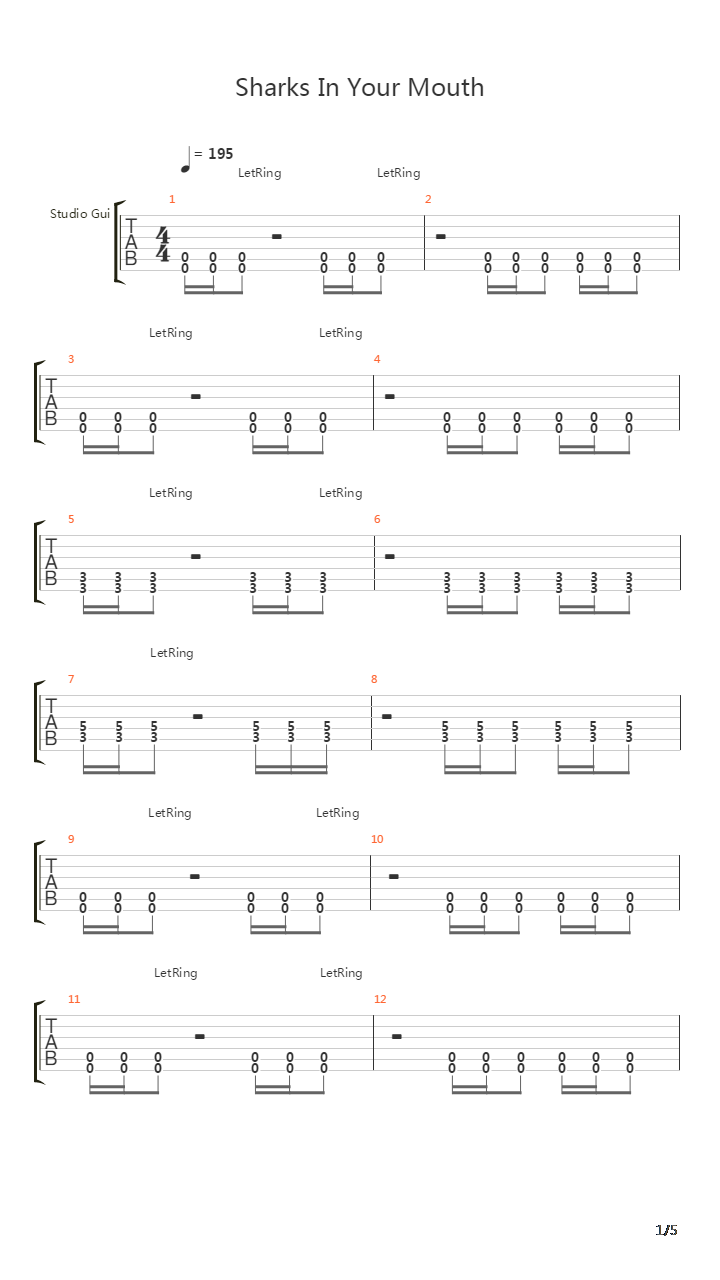 Sharks In Your Mouth吉他谱